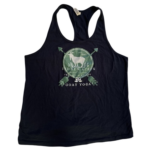 Navy blue size XL, Tank Top Goat Yoga Graphic, Hidden Acres Animal Sanctuary - Picture 1 of 5